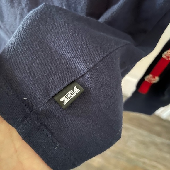 PINK Victoria's Secret Long Sleeve Shirt - Navy with Sequin Logo - Picture 4 of 5